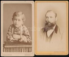cca 1869 Kozmata és Doctor pesti műtermében készült, 2 db vizitkártya méretű fénykép, az egyik feliratozva, 10,5x6 cm
