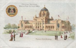 1904 Saint Louis, St. Louis; Worlds Fair, Missouri State Building. Silver postcard litho