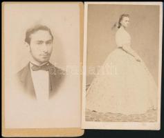 cca 1867 Mihály József és Záhor Lipót egri fényképészek műtermében készült, 2 db vizitkártya méretű fénykép, 10,5x6 cm