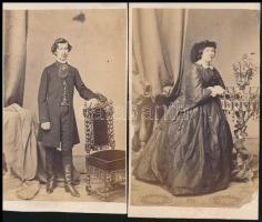 cca 1859 Mayer Gy. fényképíró pesti műtermében készült, 2 db vizitkártya méretű fénykép, 10,5x6 cm