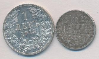 Bulgária 1913. 50s Ag + 1L Ag T:2,1- Bulgaria 1913. 50 Stotinki Ag + 1 Lev Ag C:XF,AU