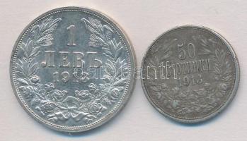 Bulgária 1913. 50s Ag + 1L Ag T:2,1-
Bulgaria 1913. 50 Stotinki Ag + 1 Lev Ag C:XF,AU