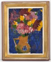 Bényi László (1909-2004): Virágcsendélet. Olaj, vászon, jelzett, keretben, 40×30 cm