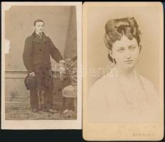 cca 1862 Borsos József udvari fényképész pesti műtermében készült, 2 db vizitkártya méretű fénykép, 10,5x6 cm