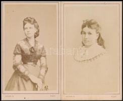 cca 1868 Gévay Béla pesti műterméből 2 db vizitkártya méretű fénykép, mindkettő feliratozva, 10,5x6 cm