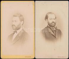 cca 1864 S. Perutzki és Schrecker J. pesti műterméből 2 db vizitkártya méretű fénykép, egyik feliratozva, 10,5x6 cm