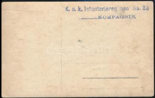 cca 1914-1918 K. u. k. Infanterieregiment No. 83., csoportkép, fotólap, 9×14 cm