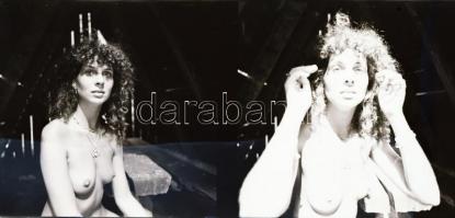 1986 Erdei pihenő, szolidan erotikus felvételek, 13 db vintage negatív, 6x6 cm