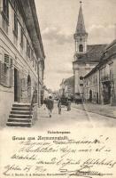 1909 Nagyszeben, Hermannstadt, Sibiu; Mészáros utca / Fleishergasse / srtreet view