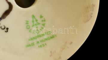 Hollóházi porcelán nagy kócsag, kézzel festett, jelzett, hibátlan, m: 20 cm