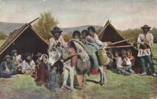 Brassó, Kronstadt, Brasov; Vándorló cigányok. H. Zeidner kiadása / Wander Zigeuner / Tigani corturari / wandering gypsy camp (EK)