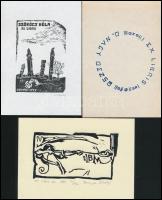 9 db magyar ex libris, rézkarc, linó- és fametszet, részben aláírtak / 9 Hungarian booklplates