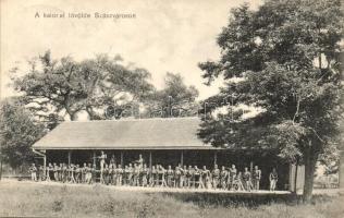 1909 Szászváros, Broos, Orastie; katonai lövölde, katonák csoportképe. Adler fényirda / military schooting hall with soldiers
