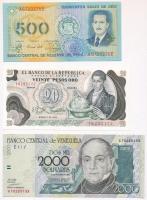 Vegyes: Kolumbia 1982. 20P + Peru 1982. 500S + Venezuela 1998. 2000B T:I Mixed: Colombia 1982. 20 Pesos + Peru 1982. 500 Sol + Venezuela 1998. 2000 Bolivares C:UNC