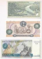 Vegyes: Kolumbia 1982. 20P + Peru 1982. 500S + Venezuela 1998. 2000B T:I
Mixed: Colombia 1982. 20 P...