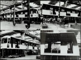 1985 Budapest, Ganz-Mávag gyár, hazai metrókocsik gyártása, 17 db vintage fotó, 13x18 cm