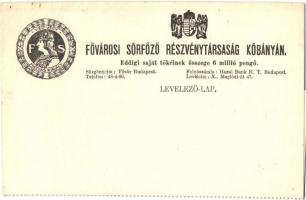 Budapest X. Kőbánya, Fővárosi Sörfőző Rt. reklám levelezőlapja / Hungarian beer advertisement postcard