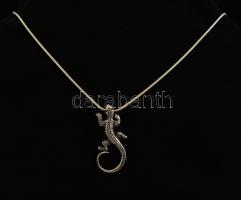 Ezüst(Ag) kígyó nyaklánc, szalamandra függővel, jelzett, állítható hosszúság, h: 44,5 - 49,5 cm, függő: 3,7×1,7 cm, nettó: 10,3 g