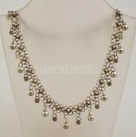 Ezüst(Ag) csillagos-gyöngymintás bokalánc, h: 28 cm, nettó: 12,7 g