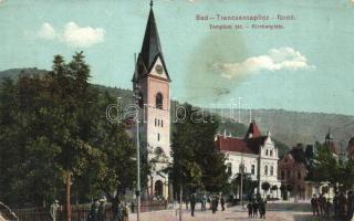 Trencsénteplic, Trencianske Teplice; Templom tér. Wertheim Zsigmond kiadása / Kirchenplatz / Church square (EK)