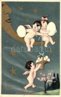 Kellemes húsvéti ünnepeket / Easter greeting art postcard s: Chiostri (EK)
