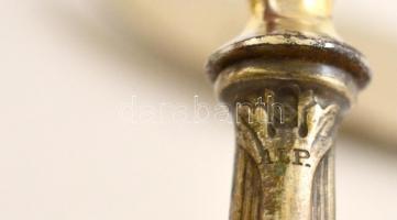 Ezüst nyeles hús villa és kés, összesen: 5-5 db, jelzett, h:13,5 és 15 cm