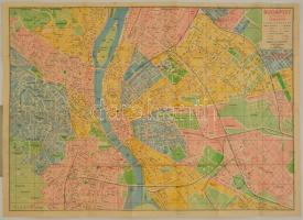 1942 Budapest útmutatója a belterület térképével, villamos és autóbusz kisszakasz határok jelzésével...