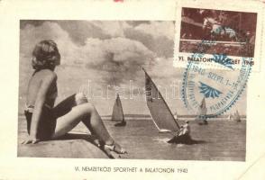 1940 Balaton, VI. Nemzetközi Sporthét a Balatonon + So. Stpl. (EK)