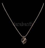 Ezüst(Ag) kígyó nyaklánc, köves-zománcos függővel, állítható hosszúság, jelzett, h: 45-50 cm, függő: 2,6×1,9 cm, bruttó: 10,6 g