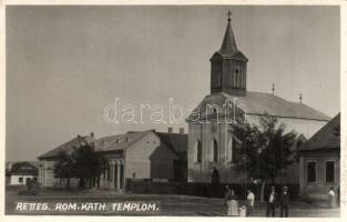 1940 Retteg, Reteag; Római katolikus templom, Stein Ábrahám üzlete, gyógyszertár, bank Részvénytársaság / church, pharmacy, shop, bank. photo