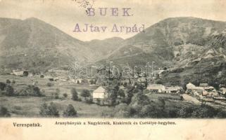 Verespatak, Goldbach, Rosia Montana; Aranybányák a nagykirnik, Kiskirnik és Csetátye hegyben / gold mines in the mountains (Rb)