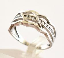 Ezüst(Ag) köves, áttört gyűrű, jelzett, méret: 54, bruttó: 2,1 g