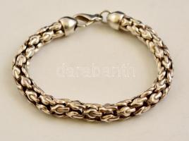 Ezüst(Ag) vastag fantáziaszemes karkötő, jelzett, h: 21,3 cm, nettó: 18,8 g