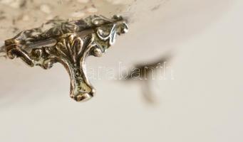 Ezüst(Ag) gyöngykagylós kínáló, jelzett, 13×13 cm, nettó: 91,8 g