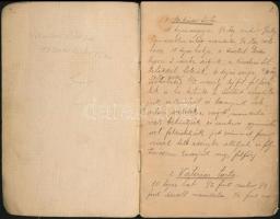 cca 1920-1940 Kézzel írt süteményes füzetke, az egyik lap sérült, hiányos, kopott borítóval, 14 sztl...