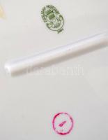 Zsolnay Pompadour mintás ovális tál készlet (7 db), jelzett, kopott, 24×17 cm (6×),  37×26 cm