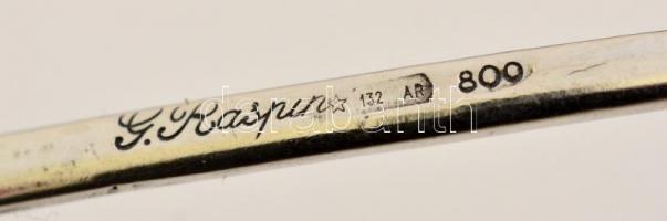 Ezüst(Ag) virágos nyelű kis merőkanál, jelzett, h: 14,5 cm, nettó: 16,4 g