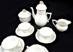 Herendi négy személyes mokkás készlet, kézzel festett, jelzett, rózsán apró lepattanással