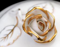 Herendi négy személyes mokkás készlet, kézzel festett, jelzett, rózsán apró lepattanással