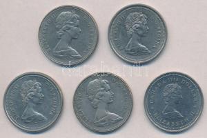 Kanada 1970-1984. 1$ Ni (5xklf) T:1-,2 Canada 1970-1984. 1 Dollar Ni (5xklf) C:AU,XF