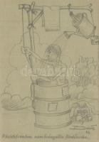 3 db második világháborús honvéd tábori postai levelezőlap kézzel rajzolt, humoros karikatúrákkal 19...