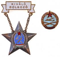 ~1950. Kiváló Dolgozó Rákosi-címeres zománcozott fém kitüntetés miniatűrrel + DN MOHOSZ T:2