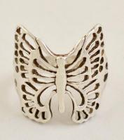 Ezüst(Ag) pillangós gyűrű, jelzett, méret: 59, nettó: 3,6 g