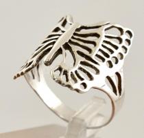 Ezüst(Ag) pillangós gyűrű, jelzett, méret: 59, nettó: 3,6 g