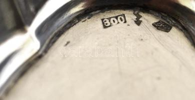 Ezüst(Ag) ovális mintás tálka, jelzett, 10,8×7,2 cm, nettó: 34,5 g