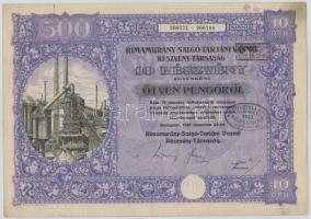Budapest 1925. "Rimamurány-Salgó-Tarjáni Vasmű Részvény-Társaság" részvénye 50P-ről, szára...