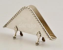 Ezüst(Ag) szalvétatartó, karmos lábakkal, jelzett, 14×7,5 cm, nettó: 80 g