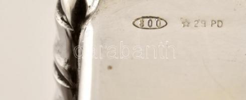 Ezüst(Ag) szalvétatartó, karmos lábakkal, jelzett, 14×7,5 cm, nettó: 80 g