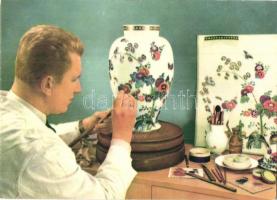 21 db modern német meisseni porcelán motívumos képeslap / 21 Eastern-German porcelain motive postcards