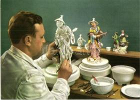 21 db modern német meisseni porcelán motívumos képeslap / 21 Eastern-German porcelain motive postcar...